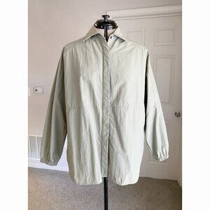 WILO Women Parachute Shirt Collar Snap Closure with Pockets Nylon Green Size M